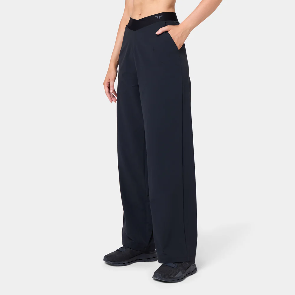 Wrap Waist Wide Leg Pants - Black